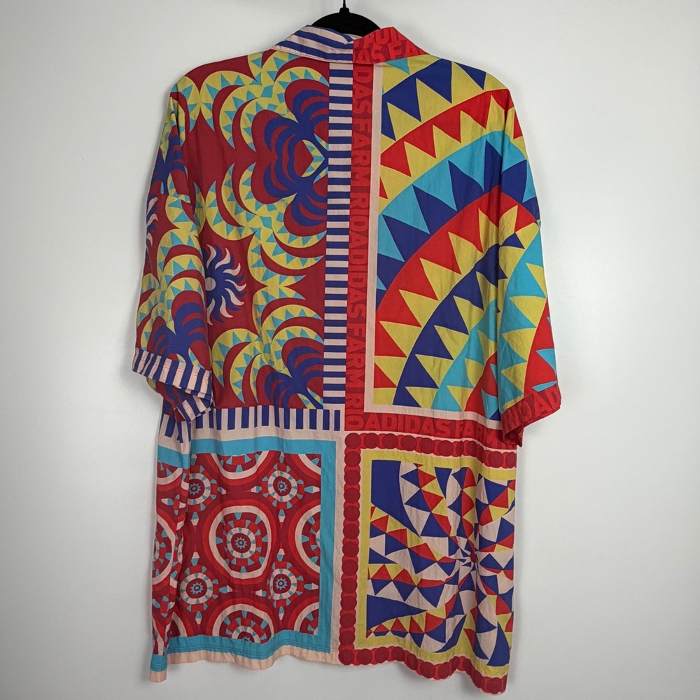 Adidas Multicolor Patchwork Print Button Up Shirt & Wide Leg Pants Set XL - Picture 12 of 12
